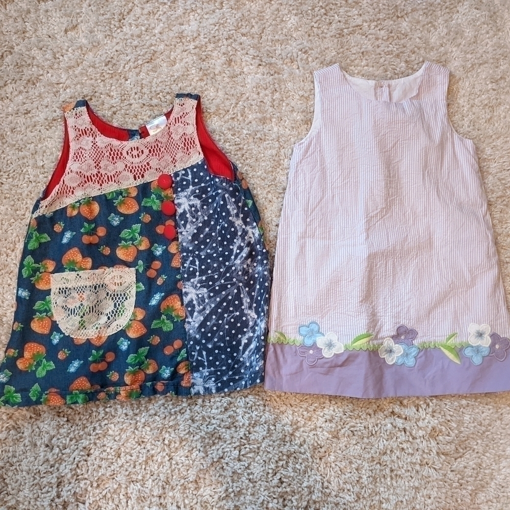 SILLY Sissy (3T) Dress and Gymboree (4T) Lavender Seersucker Embroidered Dress